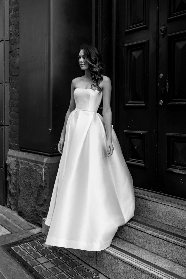 Colleen Alex Perry Bride | Strapless Pleat Gown With Train